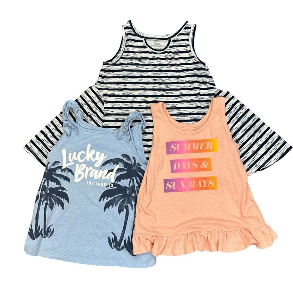 3 Pc Girls Tank Tops Size 6 6X Lucky Brand Wonder Nation Cat & Jack
